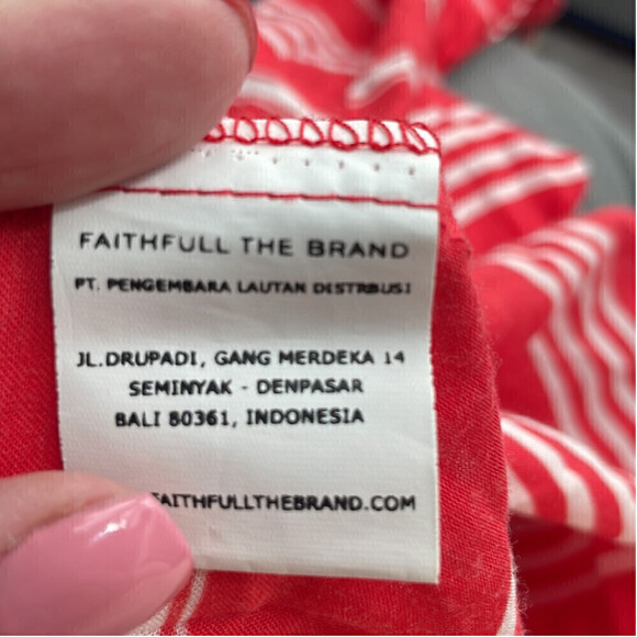 Revolve faithful the brand off the shoulder striped shirt roll up sleeve sz lg - Picture 6 of 14